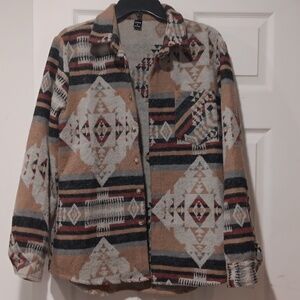 SHEIN Geometric Pattern Jacket - Gray, Brown, Black